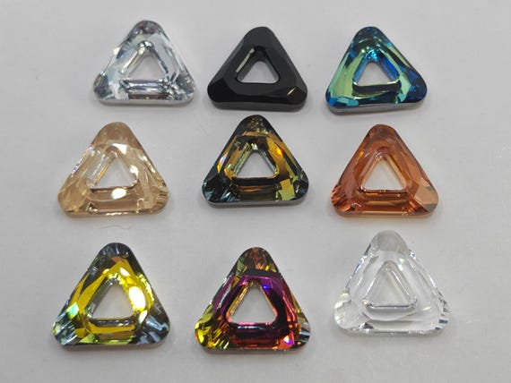 Swarovski Crystal Triangle frame Pendant 4737 14mm, 20mm and 30mm - Clear, Volcano, Golden Shadow, Bermuda, CAL, Tabac, Sahara, Copper, Jet