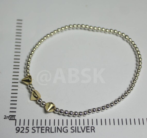 ユニークなハンドビーズ 925 スターリング 2 mm ストレッチ 