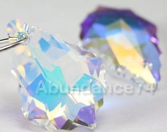 2 pieces 6090 Swarovski Crystal BAROQUE Beads Pendant CLEAR AB - 16mm