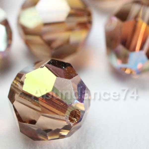 Swarovski Crystal 5000 Round Ball Beads Light Smoked Topaz AB choose quantity - Available in 4mm, 6mm and 8mm