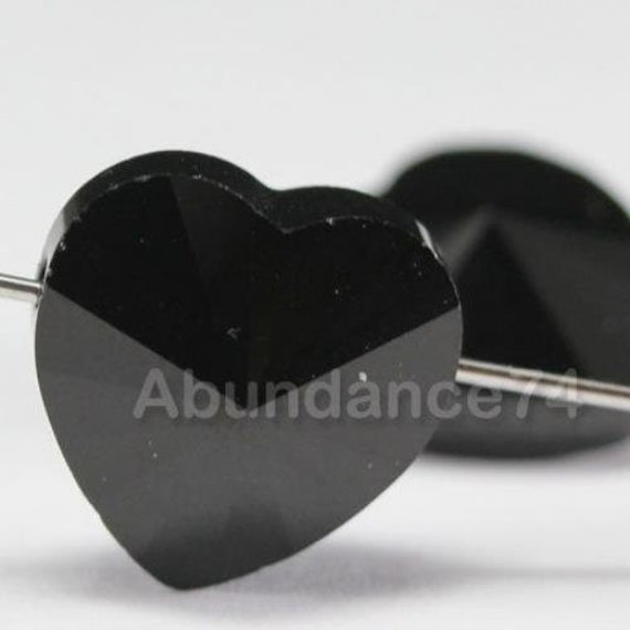 Genuine Swarovski Crystal Elements 5742 Heart Beads JET choose quantity - 10mm