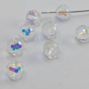 Vintage Swarovski Crystal 5003 Globe Disco Round Faceted Ball Beads CLEAR AB 6mm, 7mm, 8mm, 10mm, 12mm and 14mm ( Select Sizes and Qty )