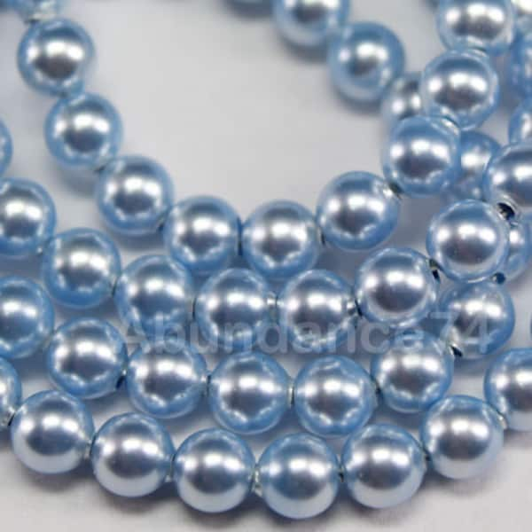 Swarovski Crystal Pearl 5810 Round Ball Pearl Center drilled Hole Color Light Blue - Available 3mm, 4mm, 5mm, 6mm, 7mm, 8mm, 10mm and 12mm