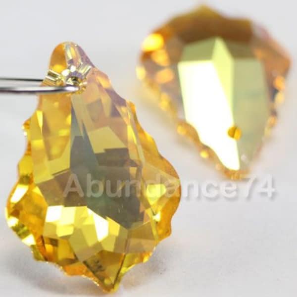 2 pcs Swarovski Crystal 6090 Baroque Pendant Crystal LIGHT TOPAZ AB - Select 16mm or 22mm