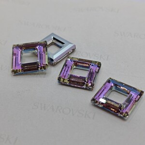 Swarovski Crystal 4439 Faceted Square Frame Pendant VITRAIL LIGHT 14mm or 20mm ( Select Sizes and Quantity ) image 2