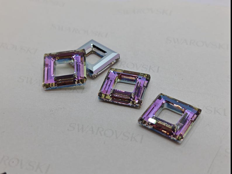 Swarovski Crystal 4439 Faceted Square Frame Pendant VITRAIL LIGHT 14mm or 20mm ( Select Sizes and Quantity ) image 2