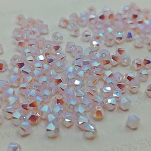 Swarovski Crystal Bicone Beads 5328 5301 Xillion Color 4mm Rose Water Opal AB2X ( select quantity )