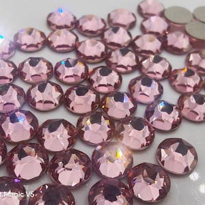 Cristales Swarovski 2028 2038 2058 2078 2088 Diamantes de imitación rosa claro con base plana, termoadhesivos y no termoadhesivos ss6, ss9, ss10, ss12, ss16, ss20