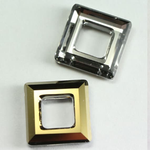 Swarovski Crystal 4439 Faceted Square Frame Pendant DORADO 14mm or 20mm ( Select Sizes and Quantity )