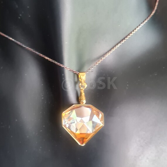 Heart Necklace Made with Sparkling Golden Shadow Crystals Sterling Silver Heart Necklace Made with Sparkling Golden Shadow Crystals Sterling Silver