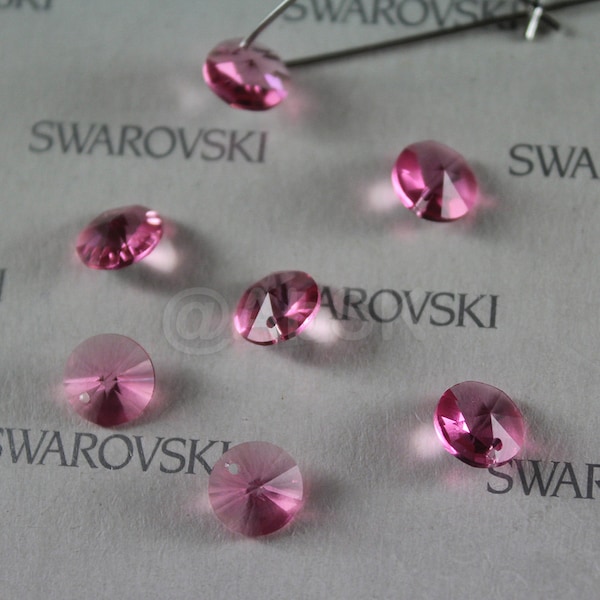 Swarovski Elements 6200 6428 Faceted Rivoli Round Pendant Rose - Select Quantity & Size ( 8mm / 6mm )