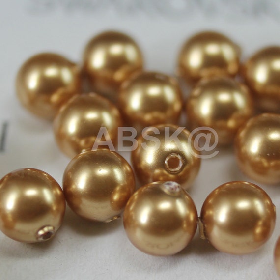 Round Gold & Swarovski Crystal 5000 - 6mm Swarovski Round Crystal - Champagne | Crystal  main image 4