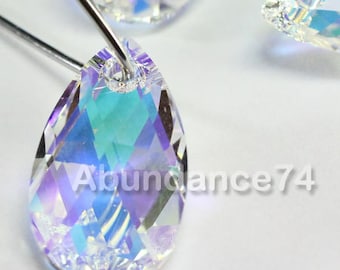 Premium Swarovski Crystal 6106  Pear Beads Pendant CLEAR AB - 16mm , 22mm or 28mm