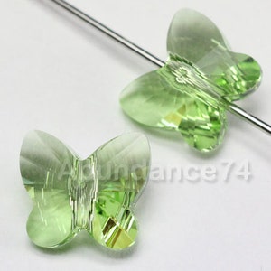 12 pieces  5754 Premium Swarovski Crystal Butterfly Beads PERIDOT - 5mm, 6mm, 8mm and 10mm