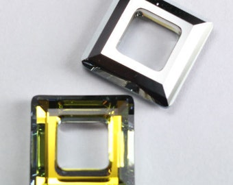 Swarovski Crystal 4439 Faceted Square Frame Pendant SAHARA 14mm or 20mm ( Select Sizes and Quantity )