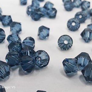 Perles BICONE en cristal Swarovski 5328 5301 Bleu jean 3 mm, 4 mm, 5 mm et 6 mm - ( quantité et dimensions au choix )