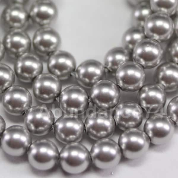 Swarovski Crystal Pearl 5810 Round Ball Pearl Center drilled Hole - Light Grey color Available 3mm, 4mm, 5mm, 6mm, 7mm, 8mm and 12mm