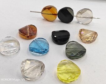 2pcs Swarovski Crystal 5621 Faceted Twist Circle Beads 14mm Golden Shadow, Silver Shade, Copper, Jet, Aquamarine, Jonquil, Lt Rose, Amethyst