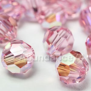 Swarovski Elements - Swarovski Crystal Beads 5000 4mm, 5mm, 6mm, 8mm and 10mm Round Ball Beads - Light Rose AB ( select sizes and quantity )