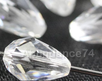 6 pieces  5500 Swarovski Crystal Teardrop Crystal 10mm Faceted Loose Beads - Crystal Clear