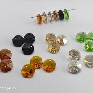 6 pieces Swarovski Crystal Pendant 6401 12mm Octagon Pendant - Golden Shadow, Silver Shade, Copper, Jet, Topaz, Peridot ( Select Colors )