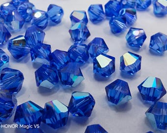 Swarovski Kristall Doppelkegel 5328 5301 SAPPHIRE AB - Erhältlich in 3 mm, 4 mm, 5 mm und 6 mm ( Menge und Größen auswählen )