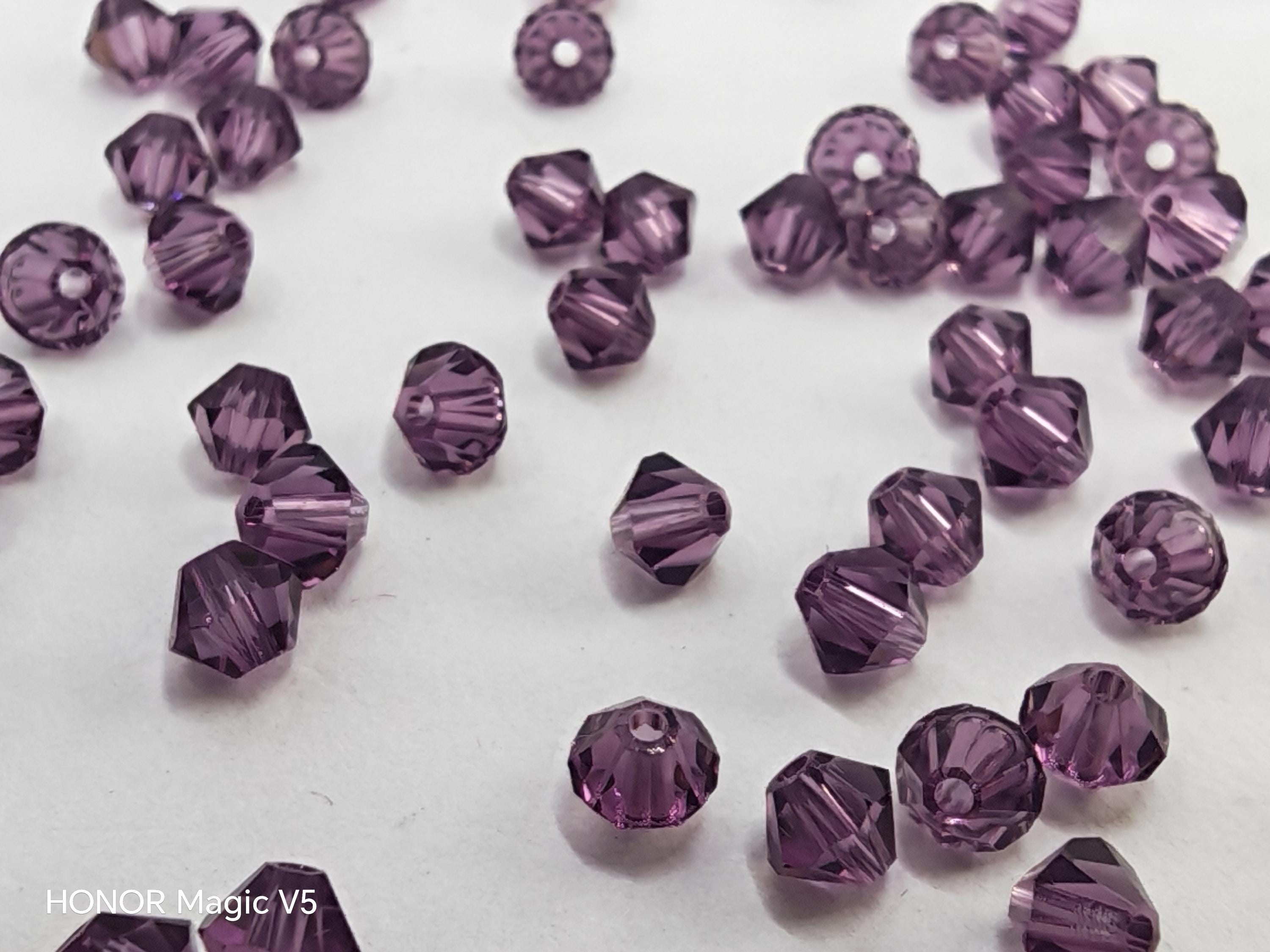 5 Perles Facettes Cristal De Bohême 12mm - Couleur Purple Velvet (violet Velours), Neuf