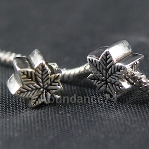 1 piece 925 Sterling Silver Maple Leaf European Bead Charm / Spacer -  2.7g  10mm EB0140