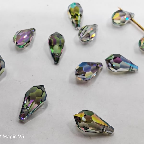 6 Stück Swarovski Kristall SWA 6000 Teardrop Anhänger Paradise Shine 11 mm