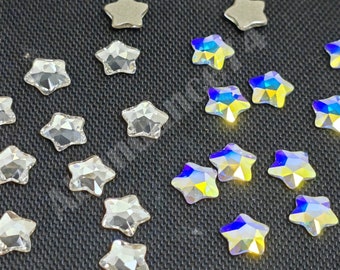 12 pcs Swarovski Crystal 2754 4mm or 6mm Star Flower Flatbacks, Non Hotfix - Crystal Clear AB or Clear folied ( Select Sizes and Color )