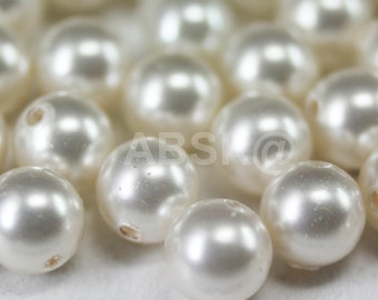 Perle de cristal Swarovski 5810, couleur blanche, boule ronde, perle avec trou central - Disponible 3 mm, 4 mm, 5 mm, 6 mm, 8 mm, 10 mm et 12 mm