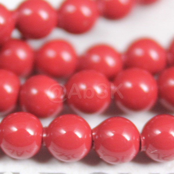 Swarovski Crystal Pearl 5810 Round Ball Red Coral color Pearl Center drilled Hole - Available 3mm, 4mm, 5mm, 8mm, 10mm and 12mm