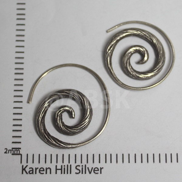 KAREN HILL Tribe 98% Handarbeit SILBER 22mm Spiral Twist Muster Ohrring KN36