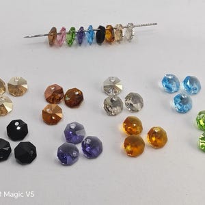 Conjunto de 12 pingentes de cristal Swarovski 6401, formato octogonal de 8 mm - Topázio, Tanzanita, Preto, Água-marinha, Sombra Dourada, Sombra Prateada (Selecione a cor)