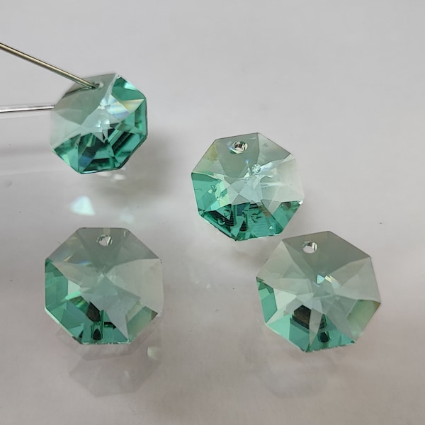 6 pieces Swarovski Crystal Strass Pendants 8015  14mm Swarovski Octagon Pendant Antique Green