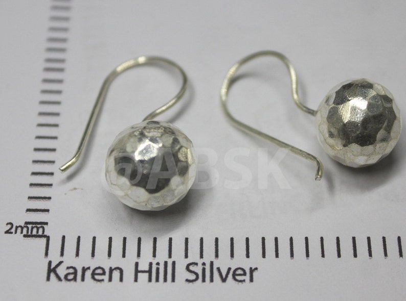 KAREN HILL Tribe 98% Handmade SILVER 28mm Hammered Round Ball Earring KN27 image 2