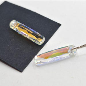 2 piezas de cuentas de columna de cristal Swarovski 6460 premium, tubo colgante de 20 mm, transparente AB y satinado transparente (colores seleccionados)