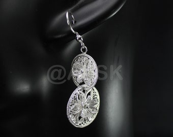 Thaïlande Handmade 925 STERLING SILVER Filigree Interlink Dangle Boucles d’oreilles Fil7