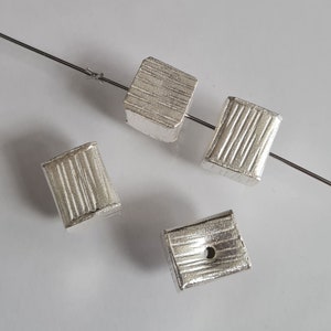 2 pcs KAREN HILL Tribe 98% Handmade Cube Striped Beads - Jewelry & earring making, Craft supplies - 10mm x 12mm (height), Log Bead - KB04