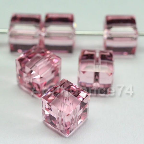 12 pieces Swarovski Crystals Crystal 5601 4mm 6mm and 8mm CUBE - LIGHT ROSE