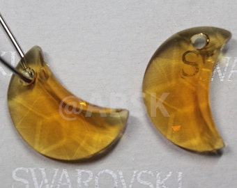 2 pieces Premium Swarovski Crystal 6722 Moon Pendant Topaz Available on 16mm and 20mm