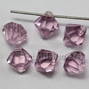 12 pieces Swarovski Crystal 6mm and 8mm 6301  Top Drilled Bicone Beads Pendant -  Light Amethyst