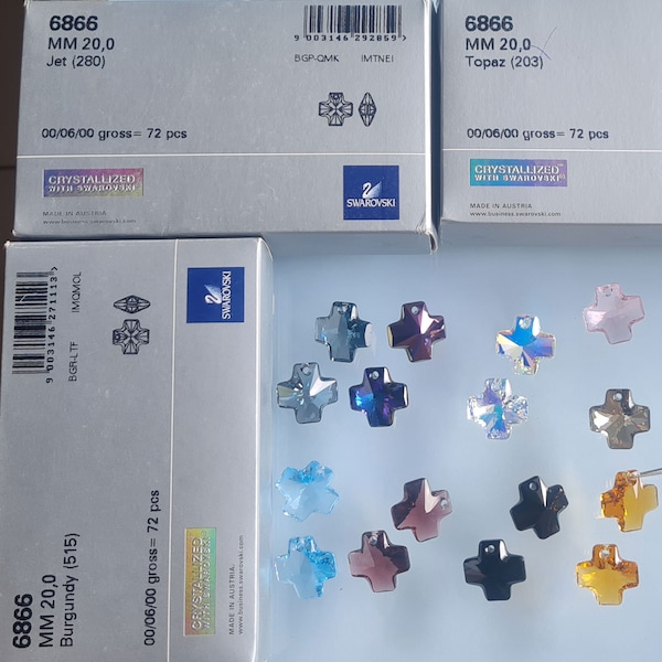 4 Stück Premium Swarovski Crystal 6866 Kreuz Anhänger Perlen, Religiöse Halskette, 20mm - Mehrere Farben wählen Sie Ihren Farbwahl Sale