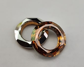 2 pieces Swarovski Crystal 4139 Round Donut Cosmic Ring 20mm Copper Foiled