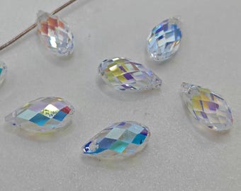 Swarovski Crystal Briolette  Beads Pendant Teardrop 6010 CRYSTAL AB choose quantity - 11mm and 13mm
