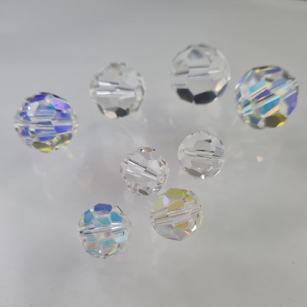 Swarovski Crystal Vintage 5000 Round Ball Beads CLEAR and CLEAR AB choose sizes - Available in 12mm, 14mm, 16mm and 18mm