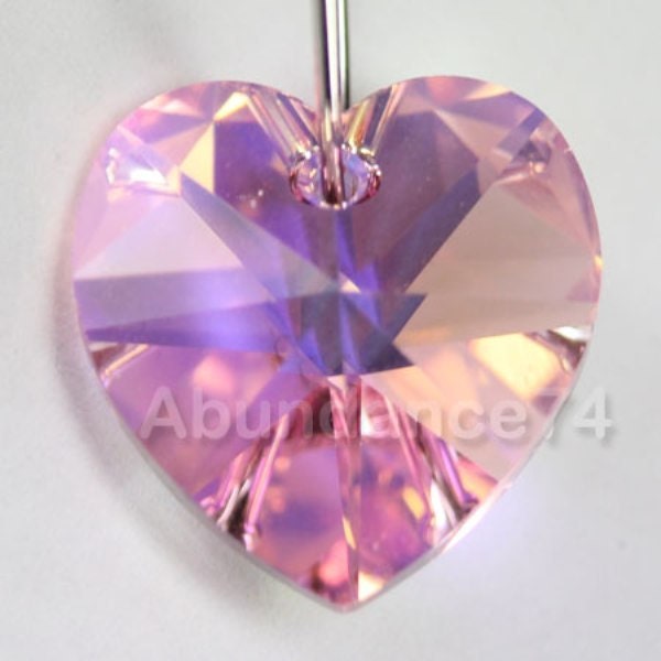 Swarovski Crystal 6228 6202 Faceted Xilion Heart Beads Pendant LIGHT ROSE AB - 10mm, 14mm Select Quantity