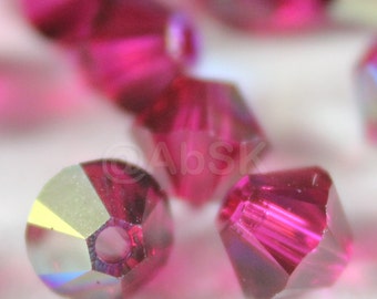 Cristal Swarovski Elements 5328 5301 4 mm et 6 mm Xilion Bicone Beads RUBY AB - Sélectionnez les tailles et la quantité