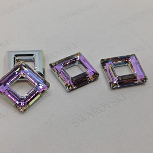 Swarovski Crystal 4439 Faceted Square Frame Pendant VITRAIL LIGHT 14mm or 20mm ( Select Sizes and Quantity ) image 3