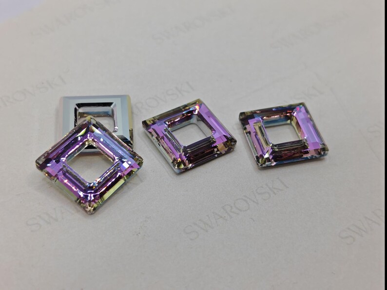 Swarovski Crystal 4439 Faceted Square Frame Pendant VITRAIL LIGHT 14mm or 20mm ( Select Sizes and Quantity ) image 3